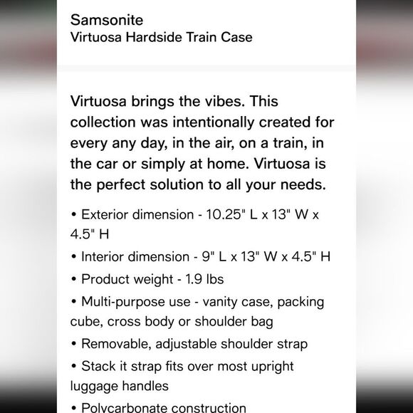 Samsonite Virtuosa Train Case- Off White - Picture 9 of 15
